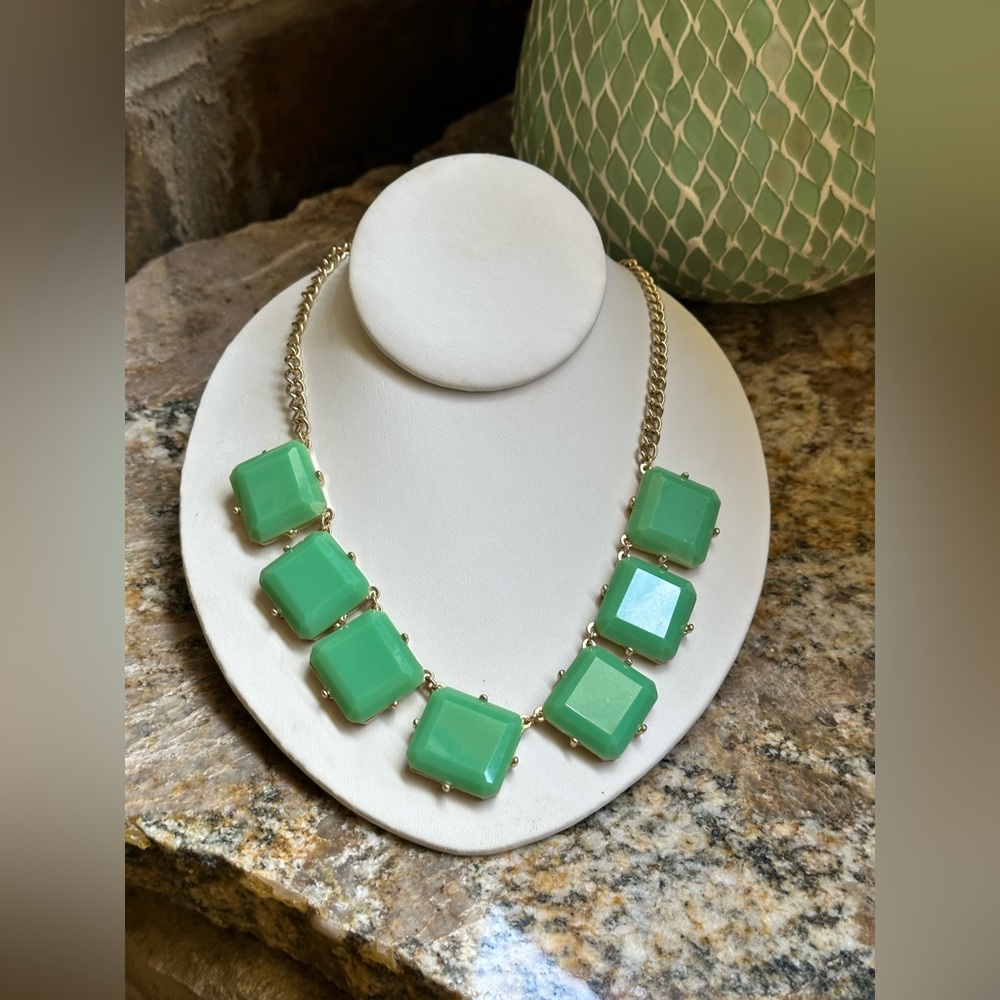 Apt.9 Gold Chunky Green Square Gemstone Necklace